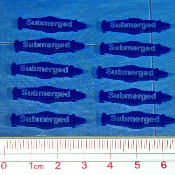 Submarine Submerged Tokens, Translucent Blue (10) - SPECIAL ORDER!