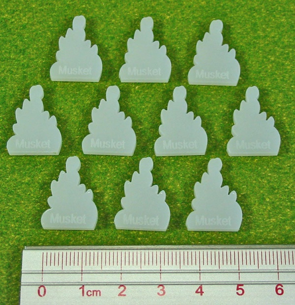 Musket Fire Tokens, Translucent White (10) - SPECIAL ORDER!