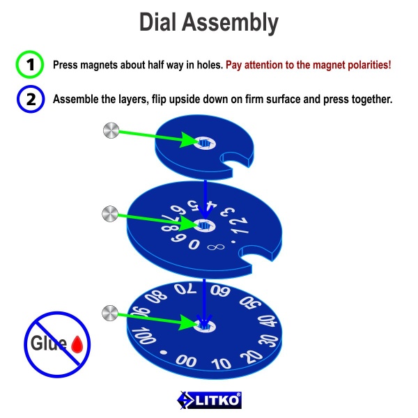 Circle Combat Dials Numbered 0-100, Blue - SPECIAL ORDER!