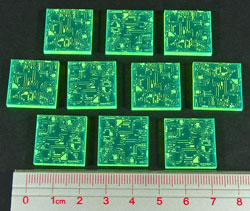 Circuit Board Tokens, Fluorescent Green (10) - SPECIAL ORDER!