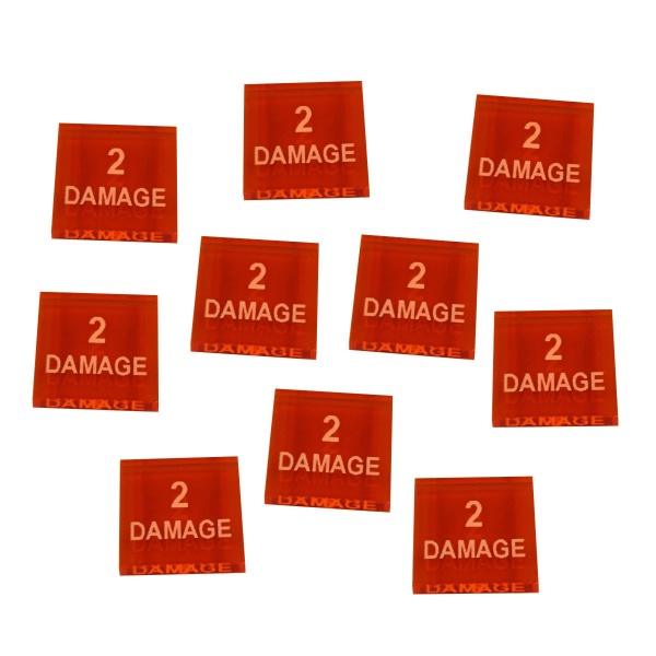 2-Damage Tokens, Fluorescent Amber (10)