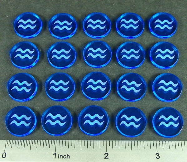 Water Resource Tokens, Fluorescent Blue (20) - SPECIAL ORDER!