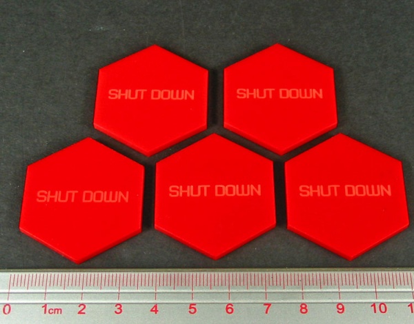 Mecha Combat Shut Down Tokens, Red (5) - SPECIAL ORDER!