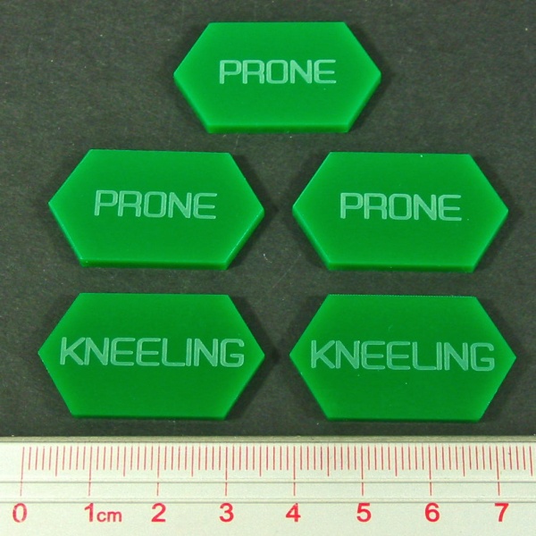 Mecha Combat Double-Sided Prone/Kneeling Tokens, Green (5) - SPECIAL ORDER!