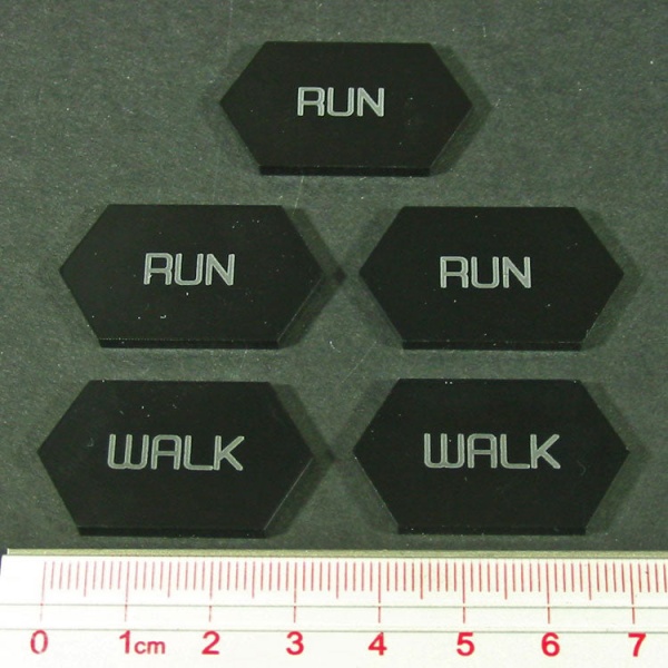 Mecha Combat Double-Sided Walk/Run Tokens, Black (5) - SPECIAL ORDER!