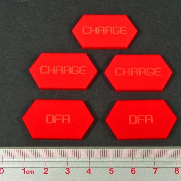 Mecha Combat Double-Sided Charge/DFA Tokens, Red (5) - SPECIAL ORDER!