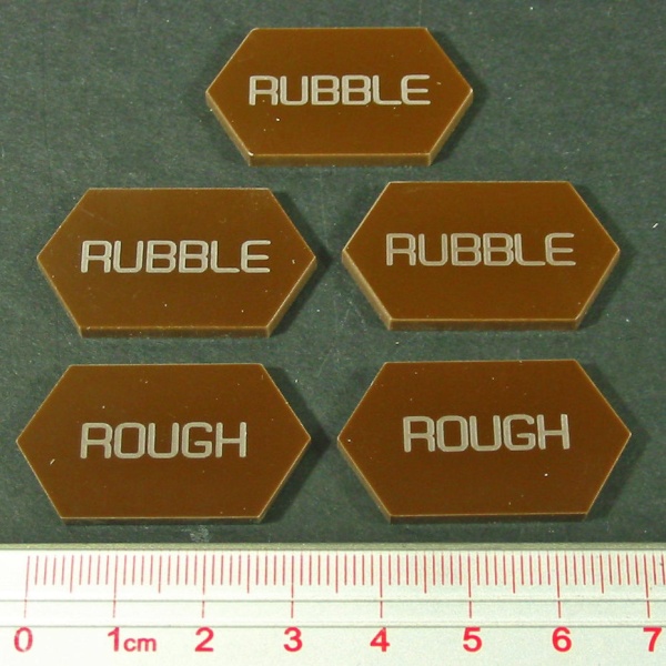 Mecha Combat Double-Sided Rubble/Rough Tokens, Brown (5) - SPECIAL ORDER!