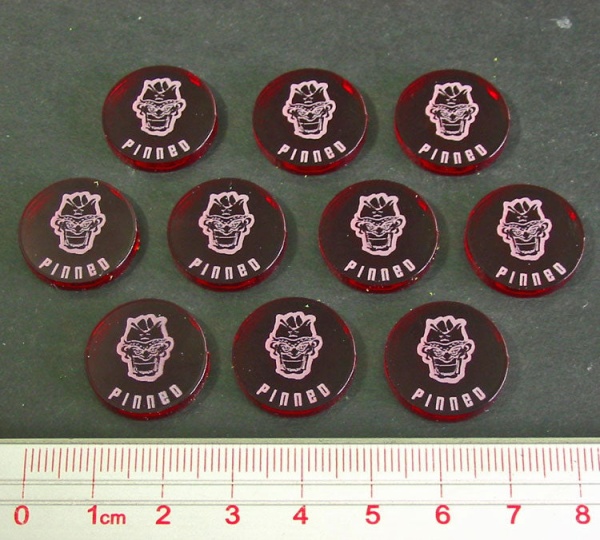 Disposable Heroes Pinned Tokens, Transparent Red (10) - SPECIAL ORDER!