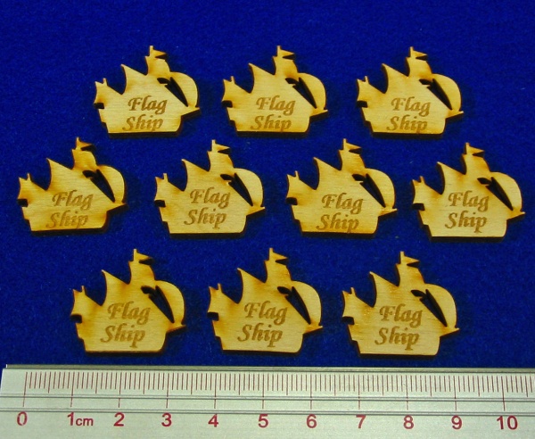 Flag Ship Tokens, Natural Wood (10) - SPECIAL ORDER!