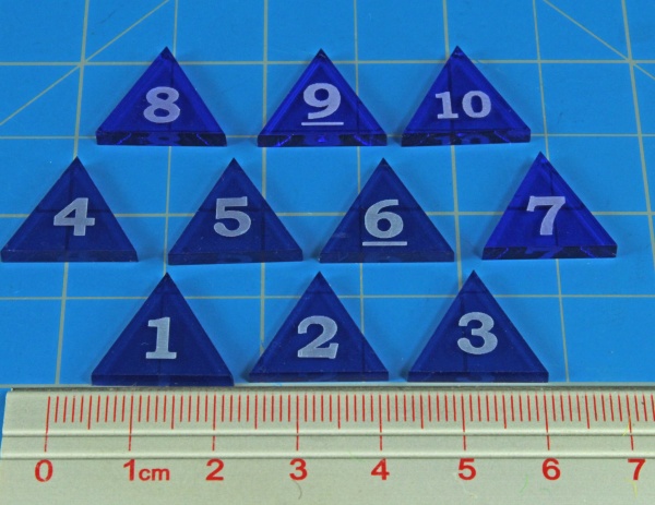 Mini Numbered Triangles 1-10, Translucent Blue  (10) - SPECIAL ORDER!