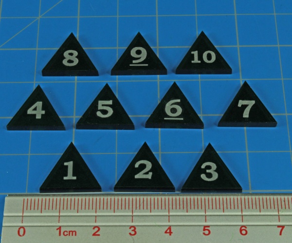 Mini Numbered Triangles 1-10, Translucent Green  (10) - SPECIAL ORDER!