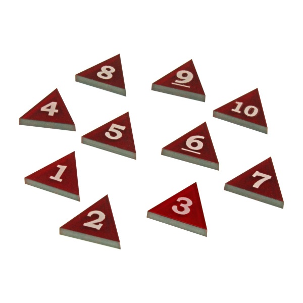 Mini Numbered Triangles 1-10, Translucent Red (10) - SPECIAL ORDER!