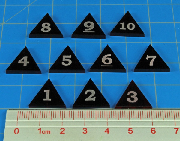 Mini Numbered Triangles 1-10, Translucent Red (10) - SPECIAL ORDER!