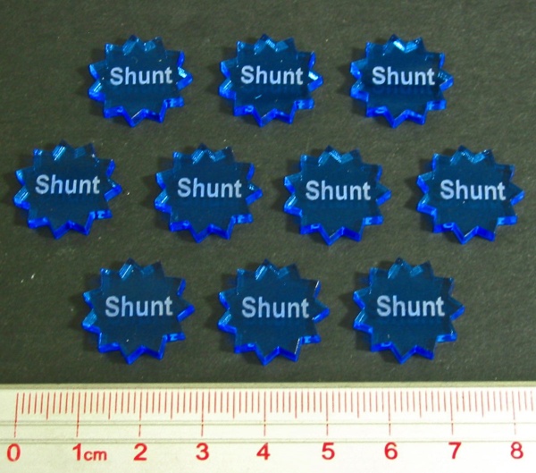 Shunt Tokens, Fluorescent Blue (10) - SPECIAL ORDER!