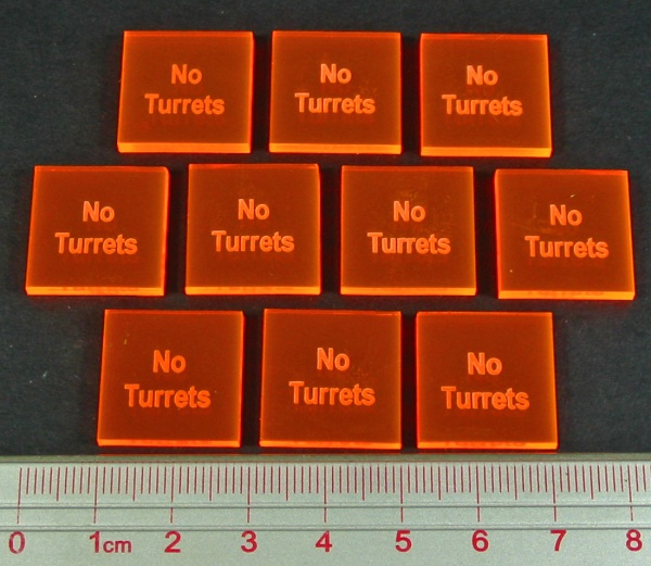 No Turrets Tokens, Fluorescent Orange (10) - SPECIAL ORDER!