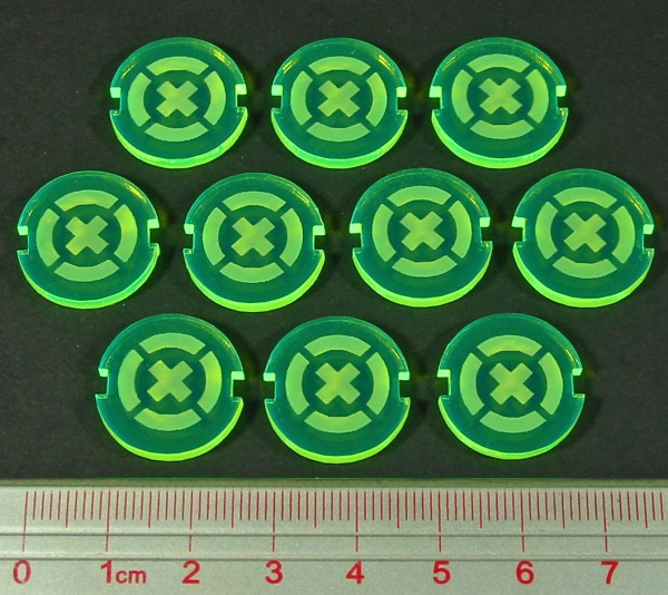 Space Wing Battle Stations Tokens, Fluorescent Green (10) - SPECIAL ORDER!