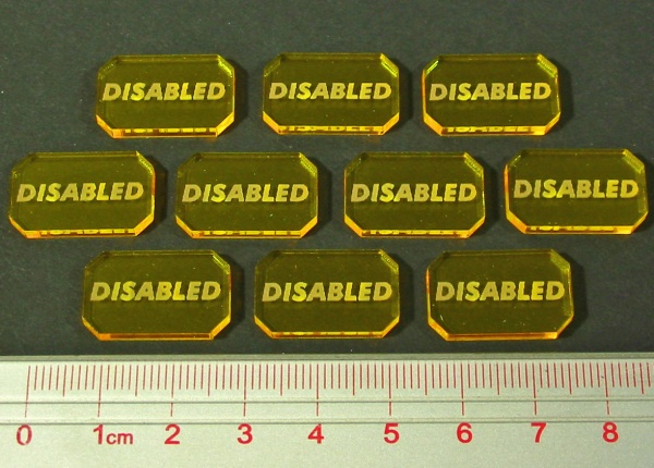 Space Wing Disabled Tokens, Transparent Yellow (10) - SPECIAL ORDER!