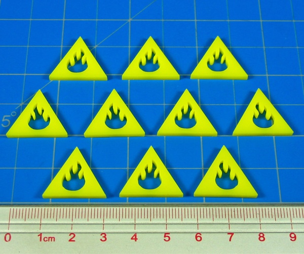 Fire Fighting Game Hazard Tokens, Yellow (10) - SPECIAL ORDER!