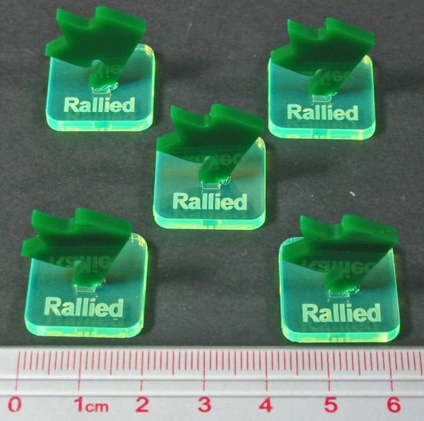 Fantasy Battle Rallied Markers, Fluorescent Green & Green (5) - SPECIAL ORDER!