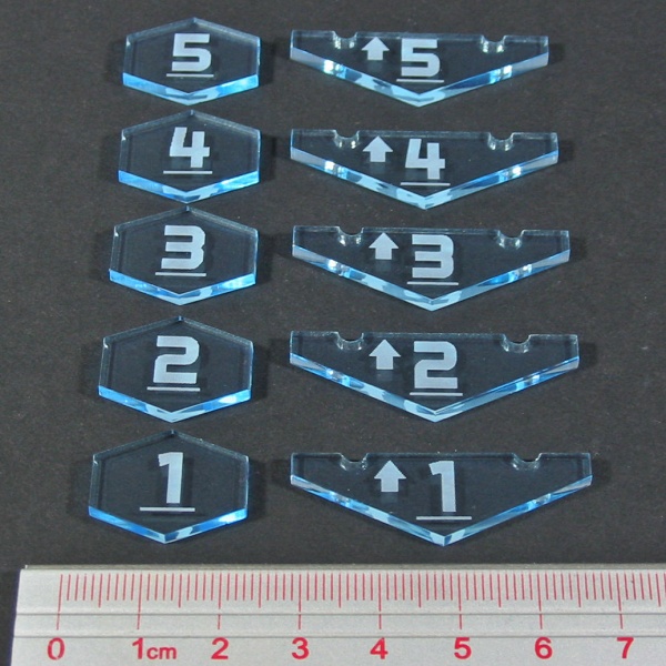 Space Combat Place Holder Token Set #1-5, Transparent Light Blue  (10) - SPECIAL ORDER!