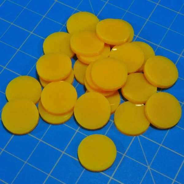 18mm Circular Game Tokens, Gold (25) - SPECIAL ORDER!