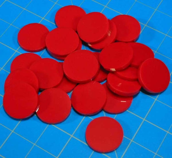 18mm Circular Game Tokens, Red (25) - SPECIAL ORDER!