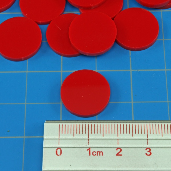 18mm Circular Game Tokens, Red (25) - SPECIAL ORDER!