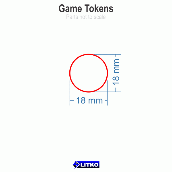 18mm Circular Game Tokens, Red (25) - SPECIAL ORDER!