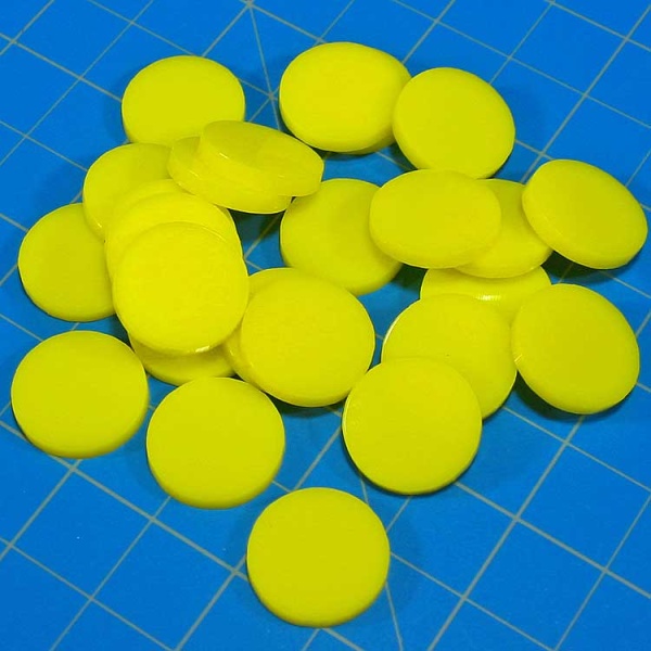 18mm Circular Game Tokens, Yellow (25) - SPECIAL ORDER!