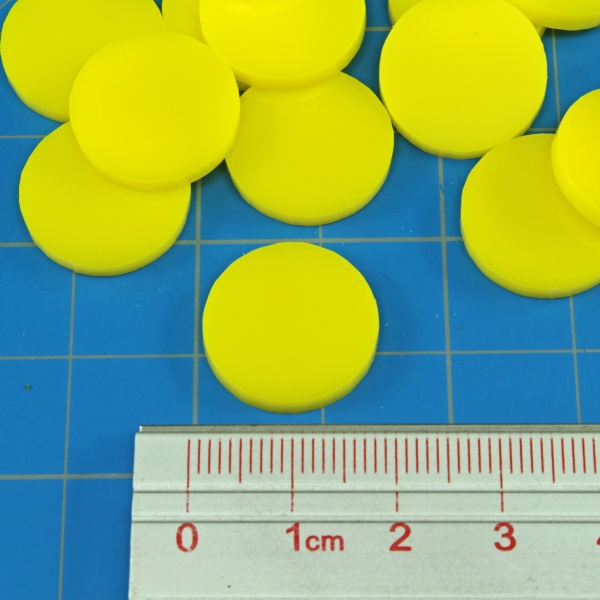 18mm Circular Game Tokens, Yellow (25) - SPECIAL ORDER!