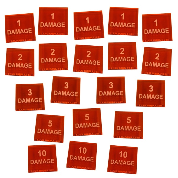 Numbered Damage Token Set, Fluorescent Amber (20)