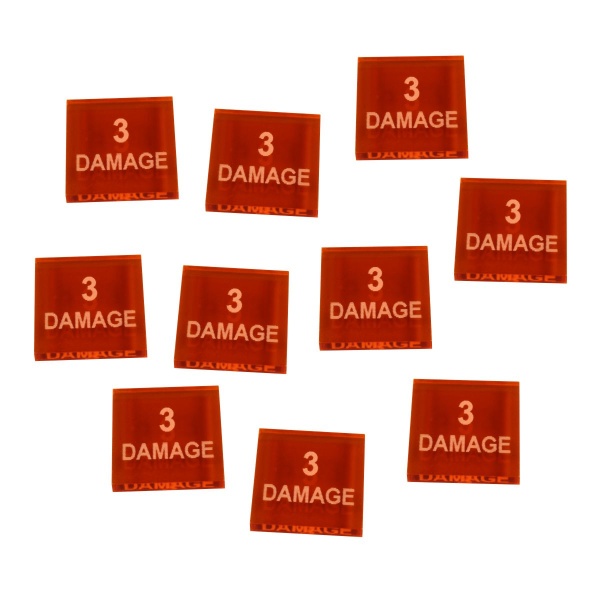 3-Damage Tokens, Fluorescent Amber (10)