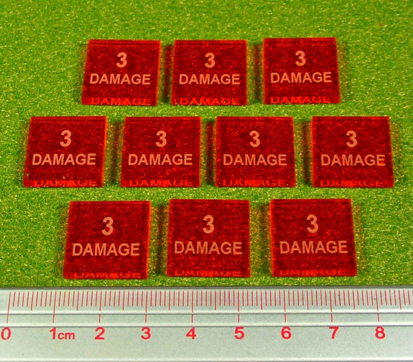 3-Damage Tokens, Fluorescent Amber (10)