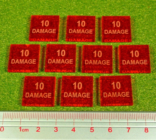 10-Damage Tokens, Fluorescent Amber (10)