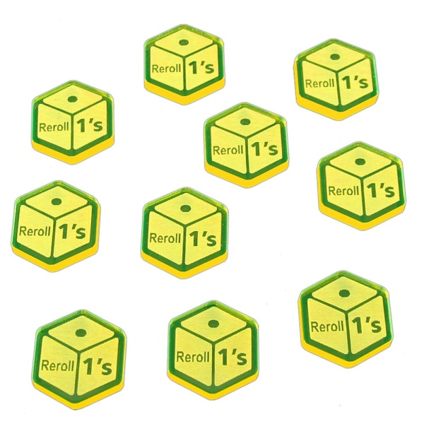 Reroll Ones Tokens, Fluorescent Yellow (10) - SPECIAL ORDER!