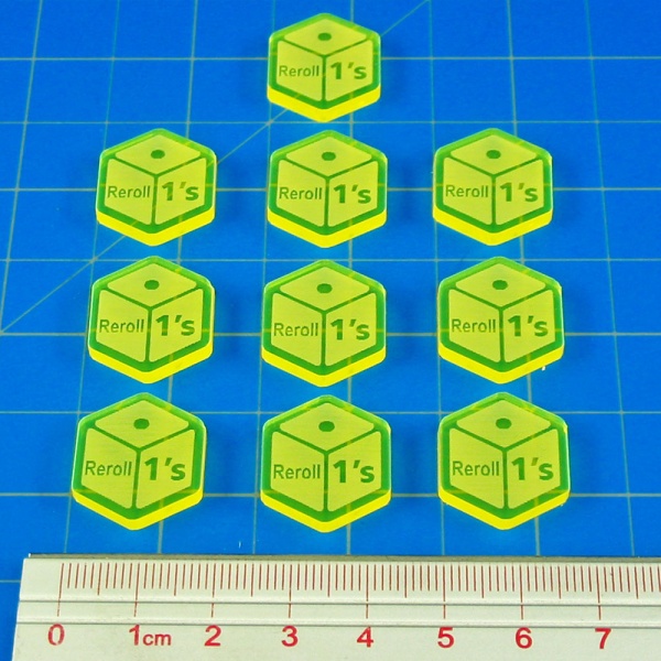 Reroll Ones Tokens, Fluorescent Yellow (10) - SPECIAL ORDER!