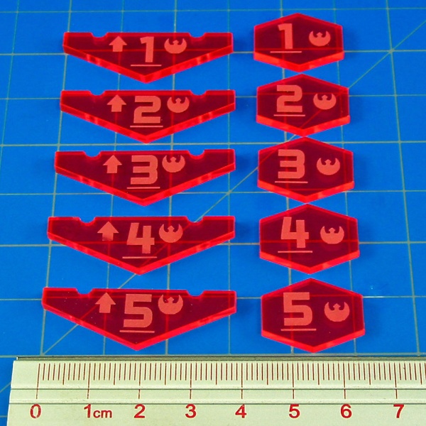 Space Fighter Rebel Place Holder Token Set #1-5, Fluorescent Pink (10) - SPECIAL ORDER!