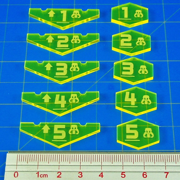 Space Fighter Scum Place Holder Token Set #1-5, Fluorescent Yellow (10) - SPECIAL ORDER!