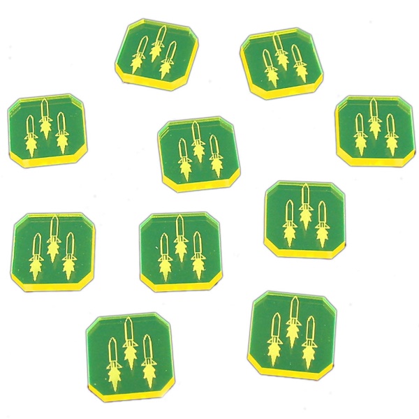 Space Fighter Homing Missile Tokens, Fluorescent Yellow (10) - SPECIAL ORDER!