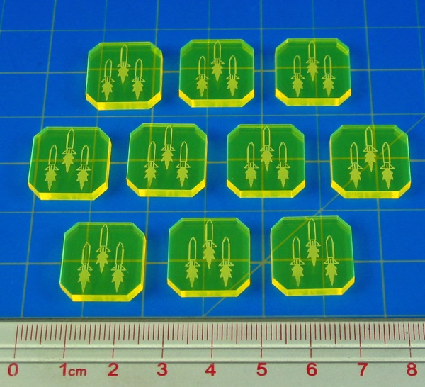 Space Fighter Homing Missile Tokens, Fluorescent Yellow (10) - SPECIAL ORDER!