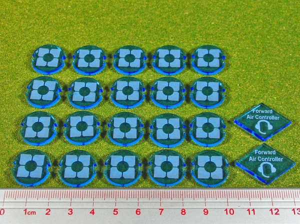 Dropzone Republic Faction Battle Group Tokens, Fluorescent Blue (22) - SPECIAL ORDER!