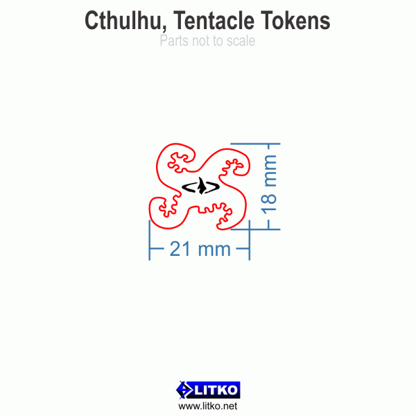 Cthulhu Tentacle Tokens, Translucent Red (10)