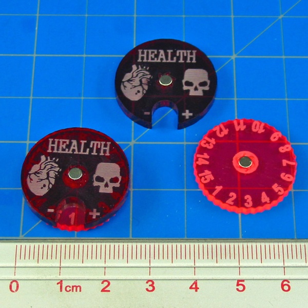 Cthulhu Health Dials, Fluorescent Pink and Translucent Red (2) - SPECIAL ORDER!