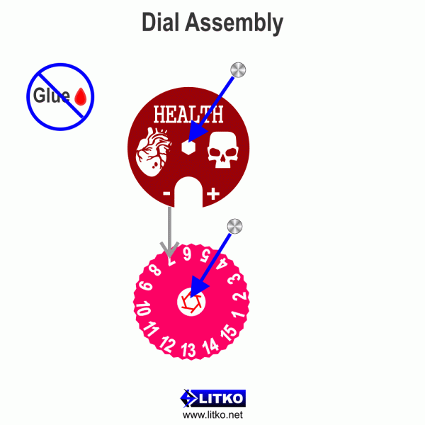 Cthulhu Health Dials, Fluorescent Pink and Translucent Red (2) - SPECIAL ORDER!