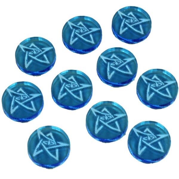 Cthulhu, Elder Symbol Tokens, Fluorescent Blue (10) - SPECIAL ORDER!