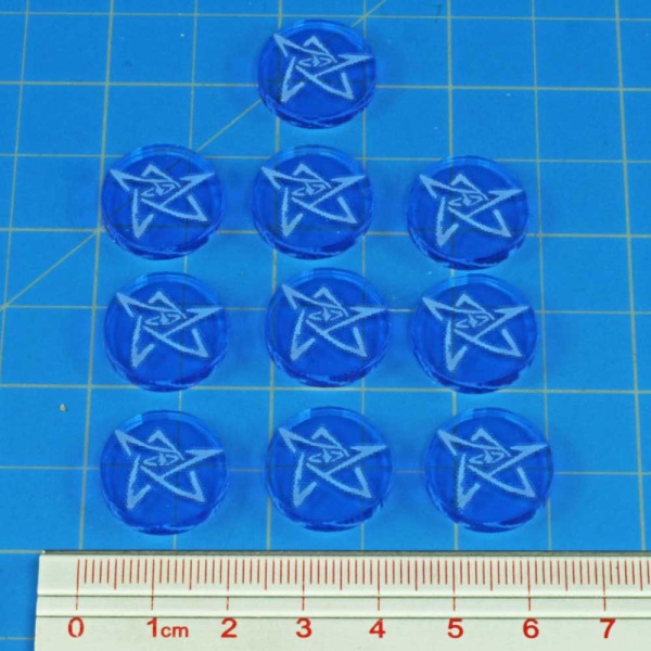 Cthulhu, Elder Symbol Tokens, Fluorescent Blue (10) - SPECIAL ORDER!