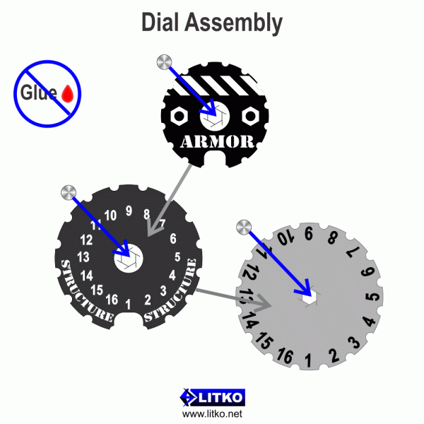 Armor & Structure Dial Kit, BT: Alpha, Black & Grey - SPECIAL ORDER!