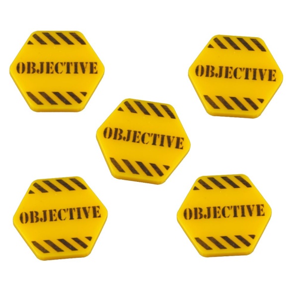 Hazard Stripe Objective Tokens, Gold (5) - SPECIAL ORDER!