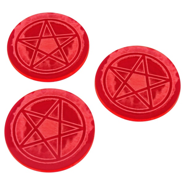 Cthulhu Pentagram Sealed Gate Tokens, Fluorescent Pink (3)