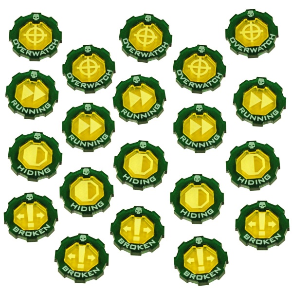 Armageddon Basic Token Set, Transparent Yellow & Translucent Green (20) - SPECIAL ORDER!